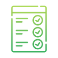 An icon of a checklist with three check marks on it.