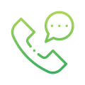 A green phone with a speech bubble above it.