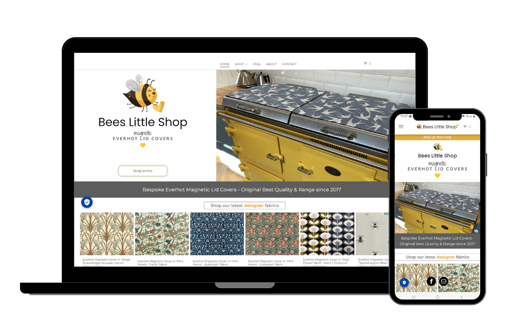 A laptop and a cell phone are displaying a website.