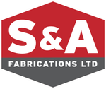A red and white logo for s & a fabrications ltd