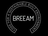 The logo for breeam is a sustainable built environment.