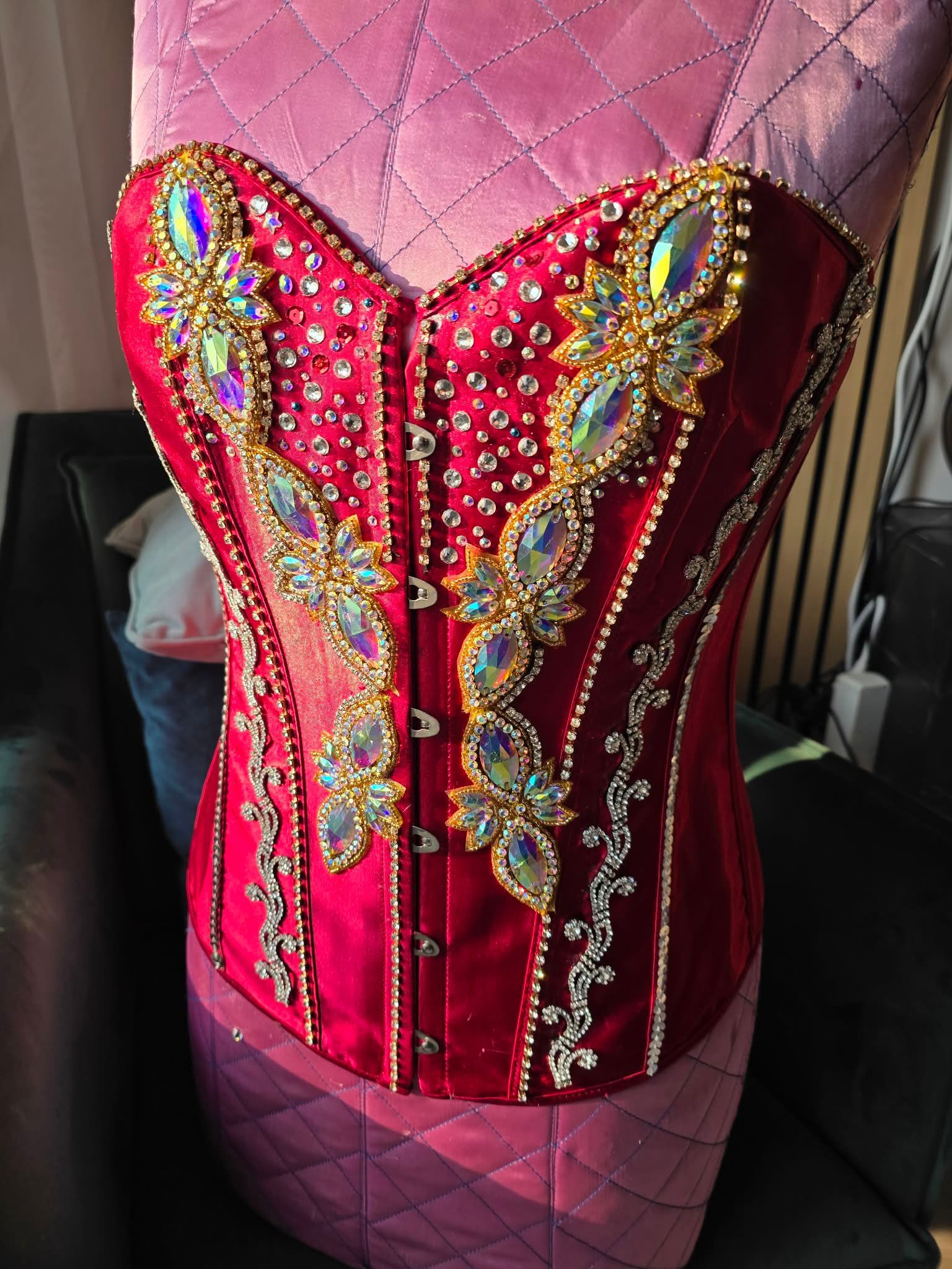 Dark red satin corset new