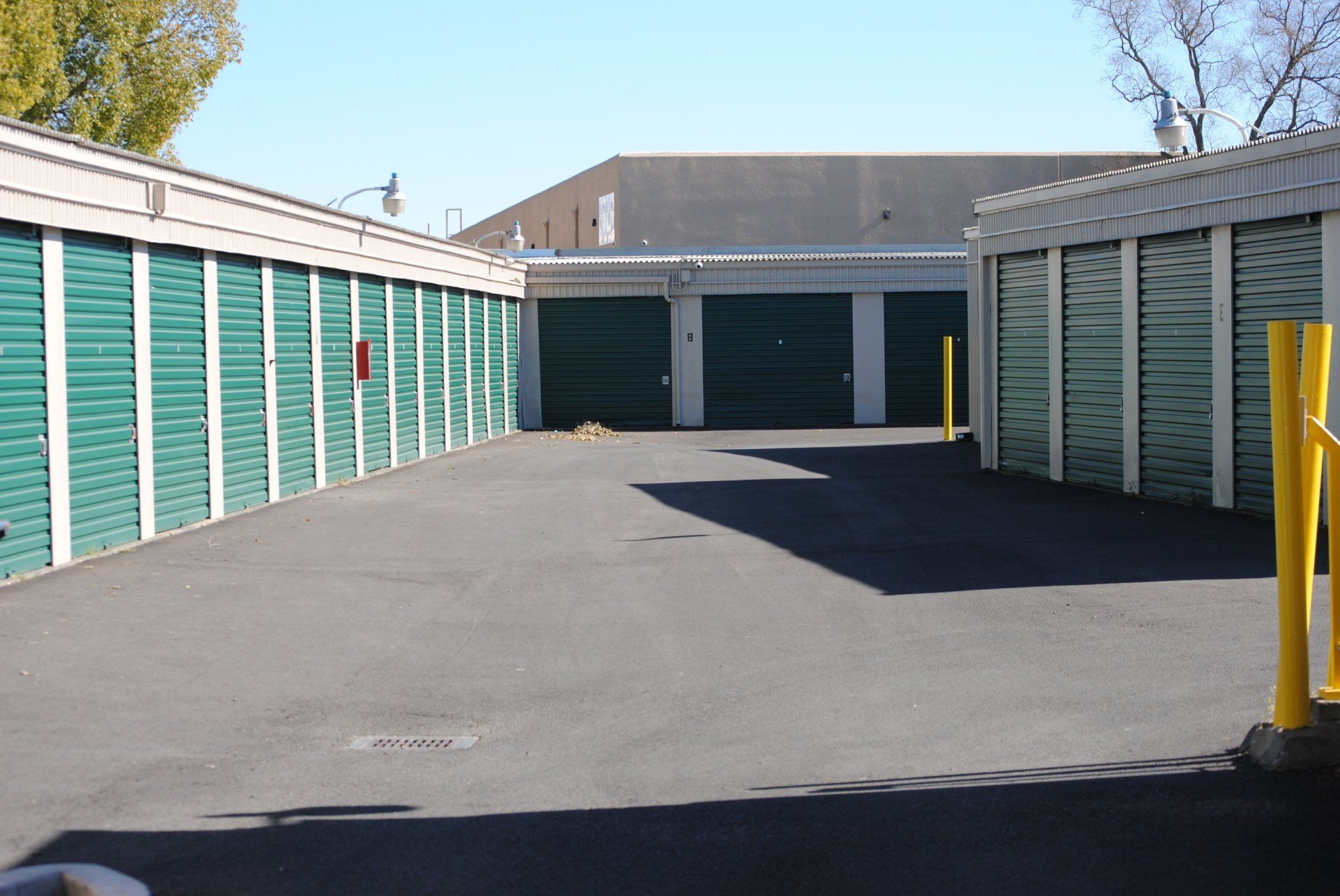 Exterior of Central Davis Storage drive-up storage doors