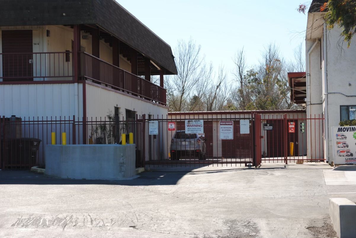 Stonegate Self Storage units and driveway with Uhaul trucks
