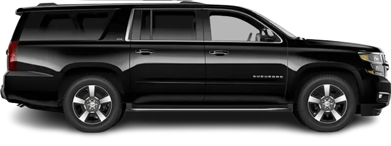 Black SUV in side view on a white background.