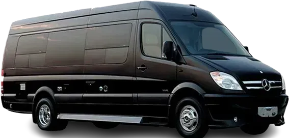 Black Mercedes-Benz cargo van on a white background
