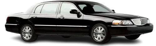 Black luxury sedan car in side view, isolated on a white background