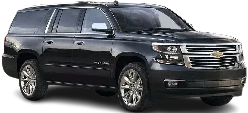 Black Chevrolet SUV in side view on a white background