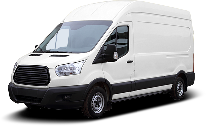 White cargo van with black trim.