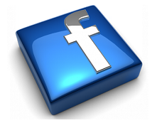 Blue 3D Facebook app icon with white “f” logo