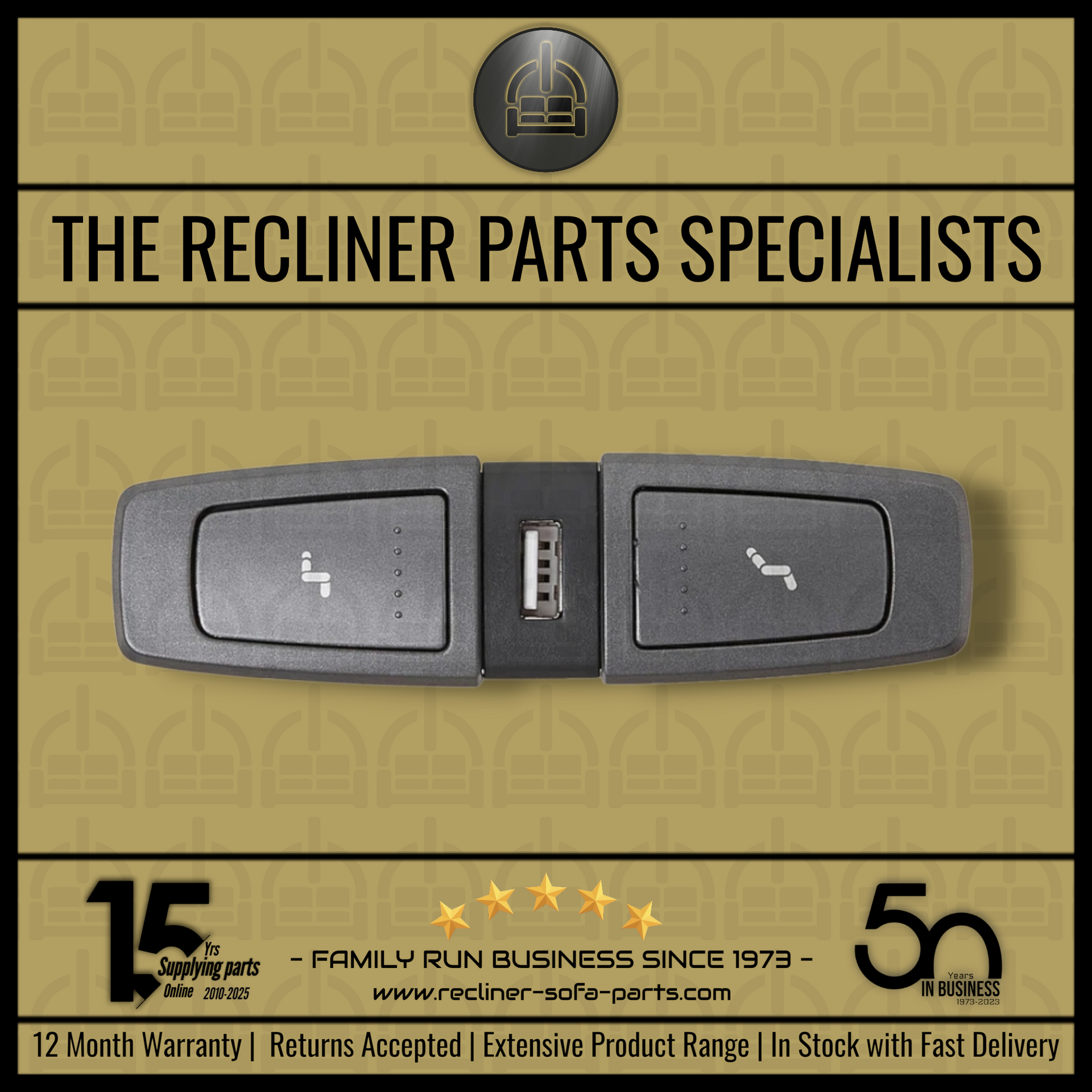 RMT 2 button Recliner switch control with USB port