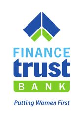 Finance Trust Bank logo: blue and green geometric shape, bank name, tagline