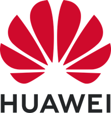 Red Huawei logo with flower-like petals above the company name in black.