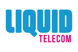 Liquid Telecom logo, blue text,