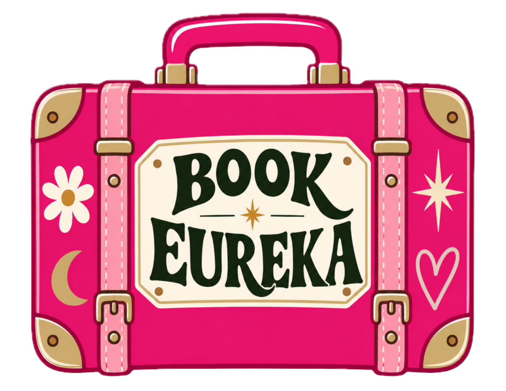 Pink suitcase graphic with “Blessed Bohemian Properties” logo on front