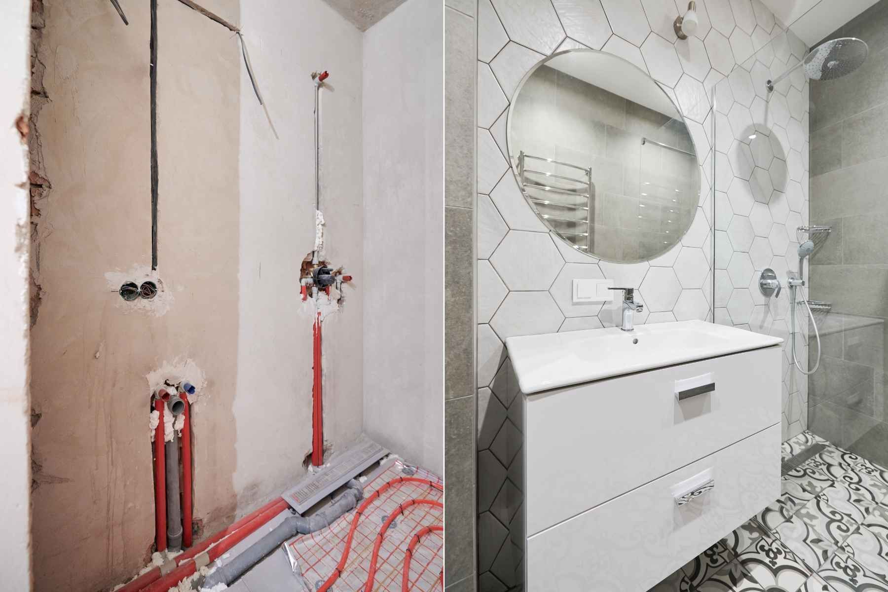 heated floor before and after