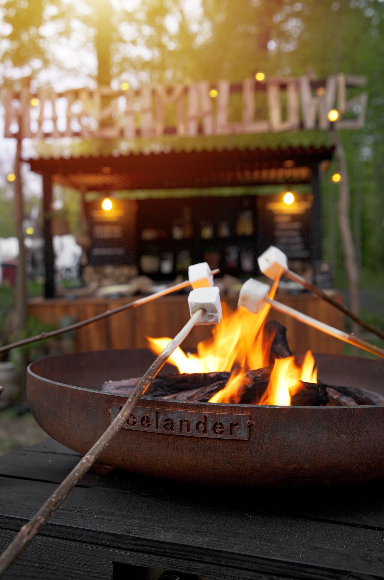 marshmallows roosteren boven vuurtafel