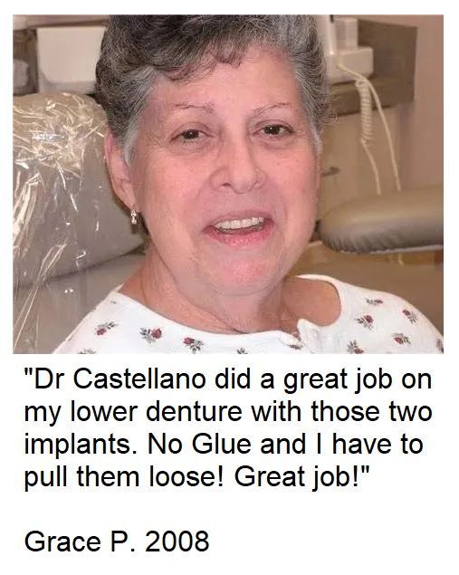 happy patient with implant ball attachment over denture