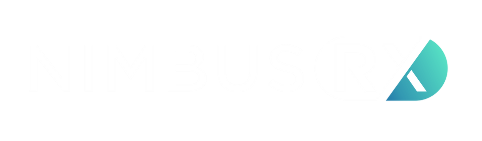 The nimbusrx logo is yellow and white on a white background.
