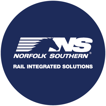 Norfolk Southern Rail Integrated Solutions logo in white on a dark blue circle