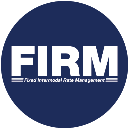 FIRM logo in white on a dark blue circle, with “Fixed Intermodal Rate Management” beneath the letters