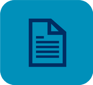Blue document icon on a teal rounded-square background