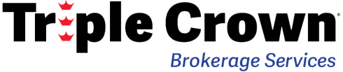 Triple Crown Brokerage Services logo in black and blue with red crown accents