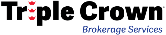 Triple Crown Brokerage Services logo in black and blue with red crown accents