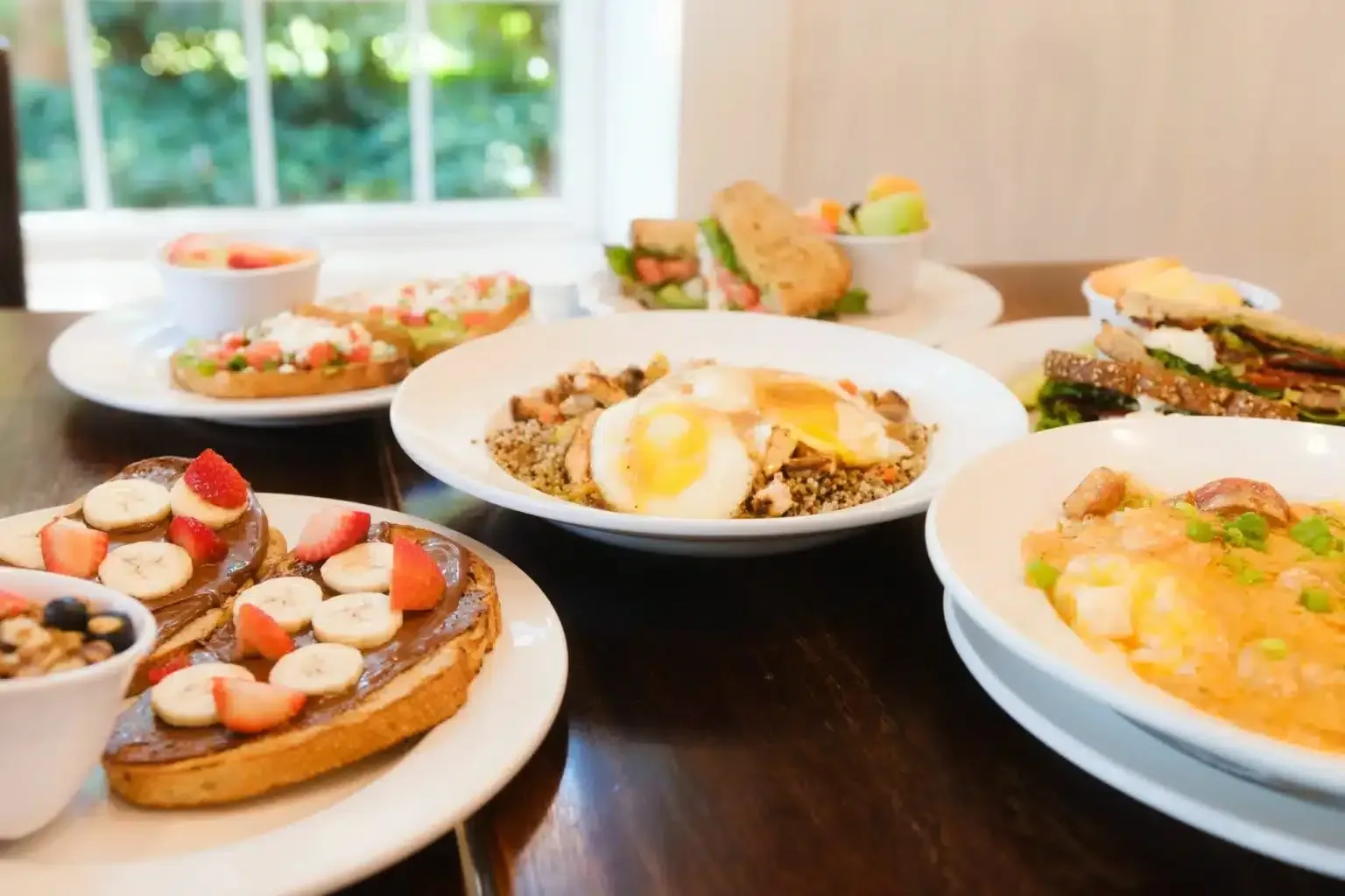 There are many different types of food on the table.