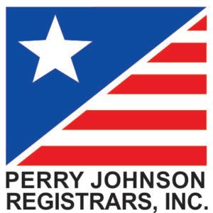 Logo di Perry Johnson Registrars, Inc. con un disegno a stella in stile bandiera blu, rossa e bianca