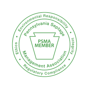 Green circular Pennsylvania Septage Management Association PSMA Member seal with environmental responsibility and compliance text