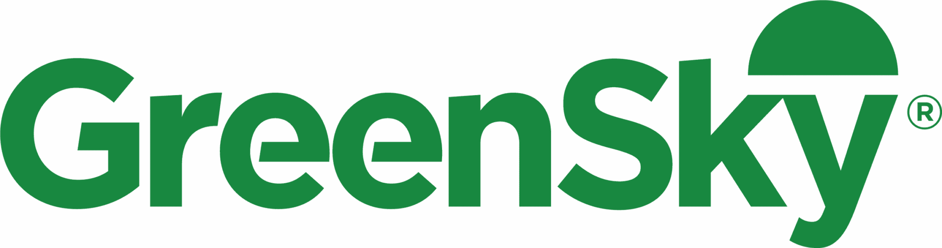 GreenSky logo in green text with a green sunburst icon above the “y”