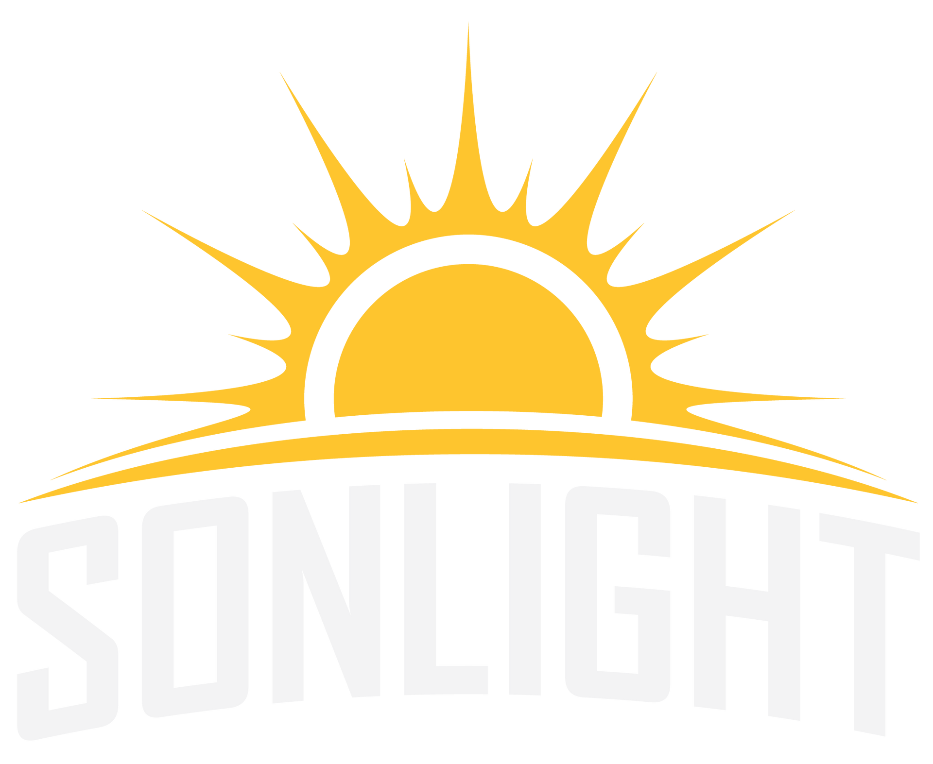 Yellow sun logo with rays above the word “SONLIGHT” in light gray