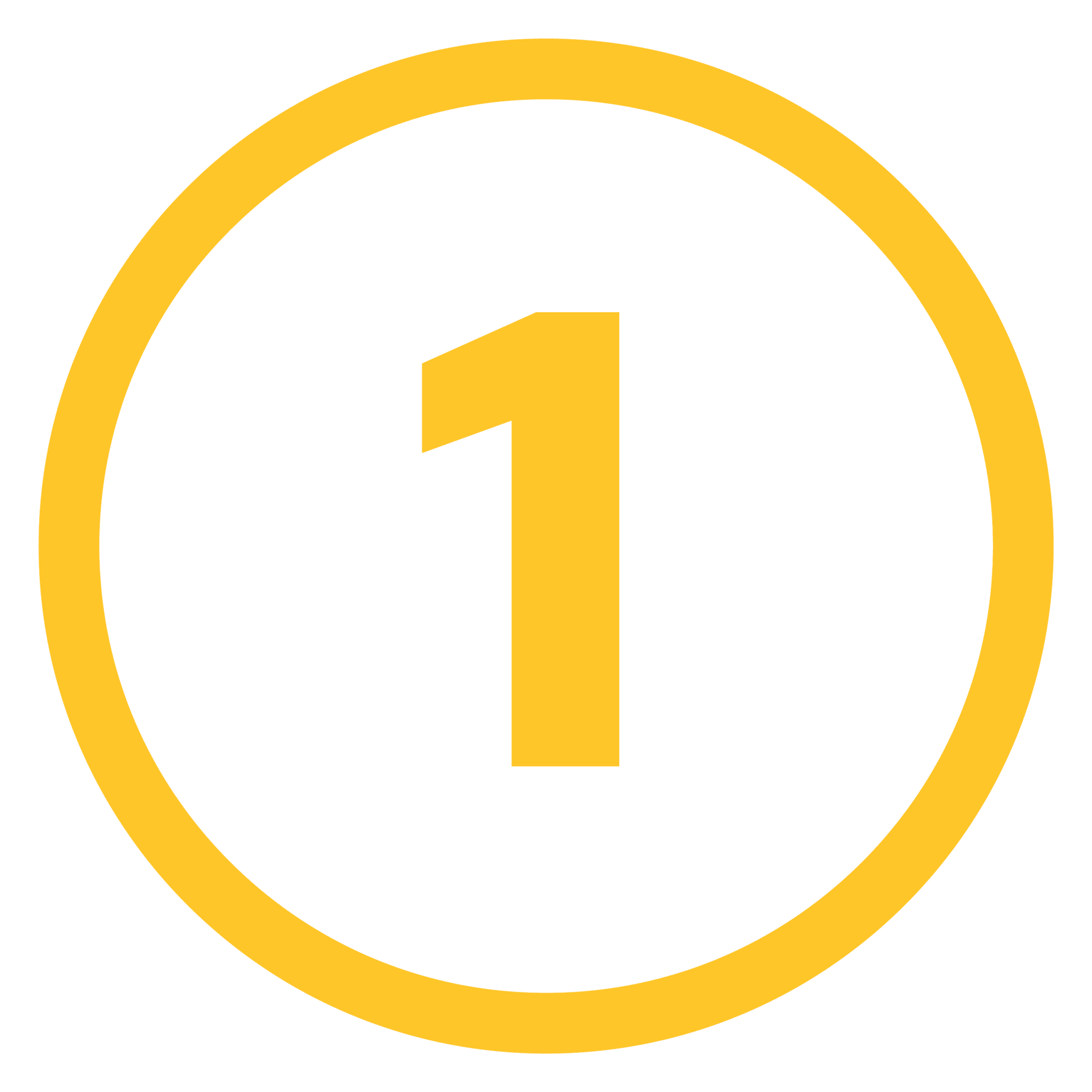 A yellow numeral 1 centered inside a yellow circle against a white background.