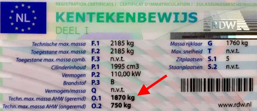 Treklast en welk benodigd rijbewijs?