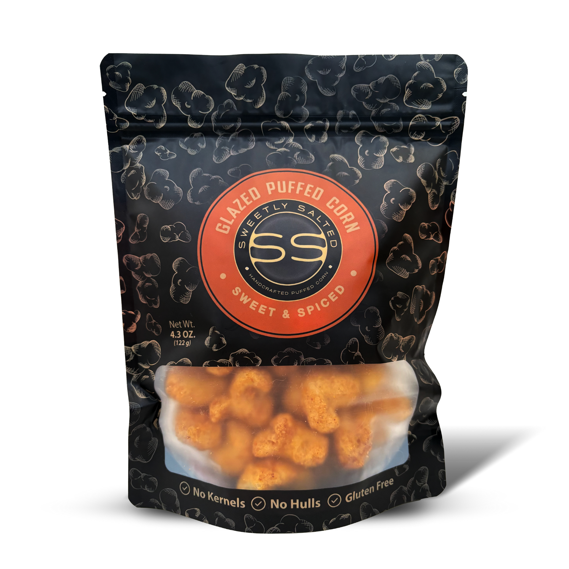 A bag of glazed potato chips is sitting on a table.