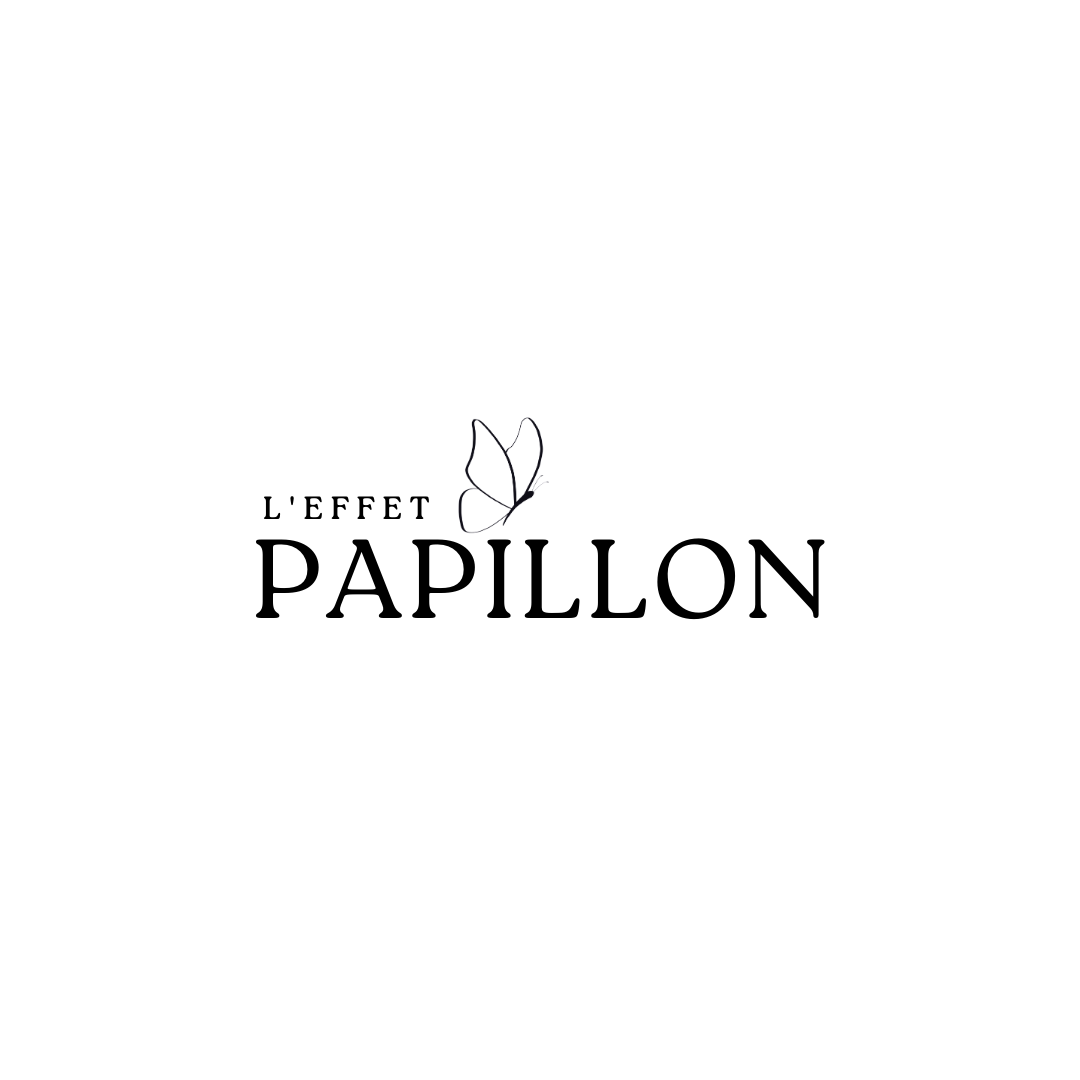 Black-and-white logo reading “L’EFFET PAPILLON” with a small butterfly icon.