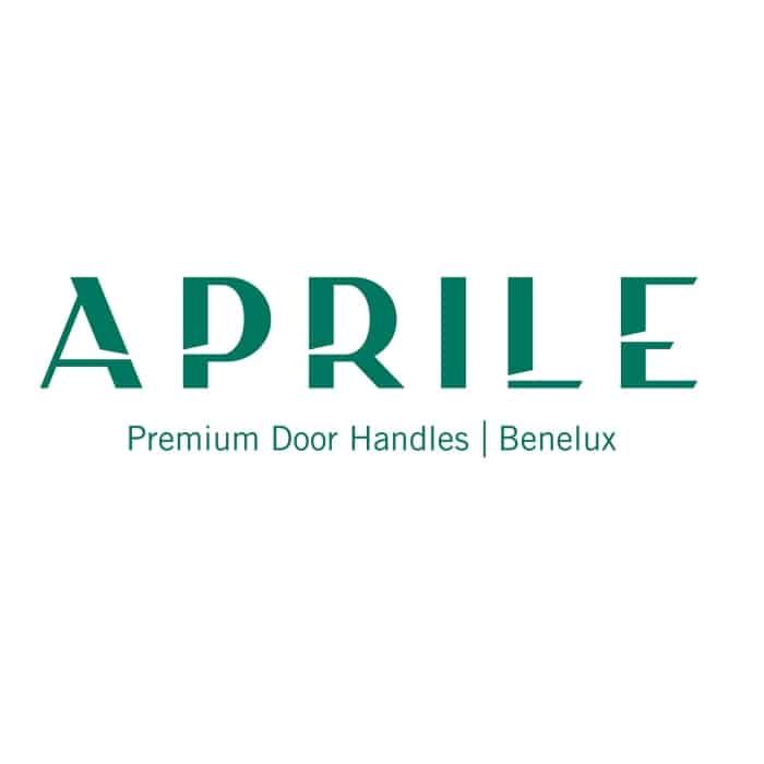 Het Aprile-logo in turquoise met de slogan 