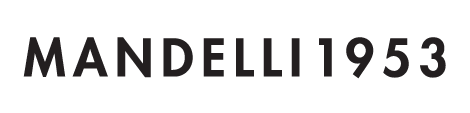 MANDELLI 1953 logo in zwart op een witte achtergrond