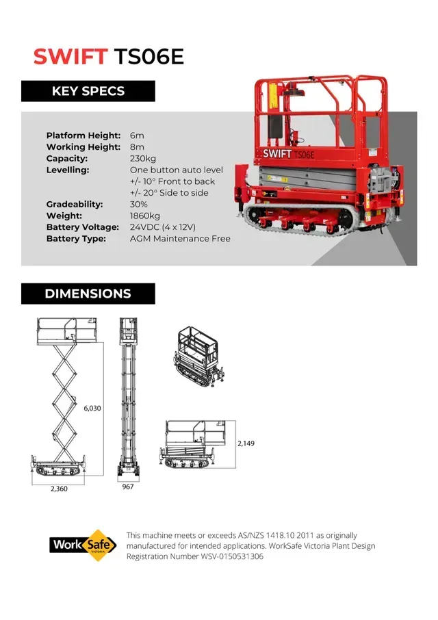 A Red Scissor Lift is on a Trailer in Front of a Building — Innisfail Auto Electrics Pty Ltd in Mundoo, QLD