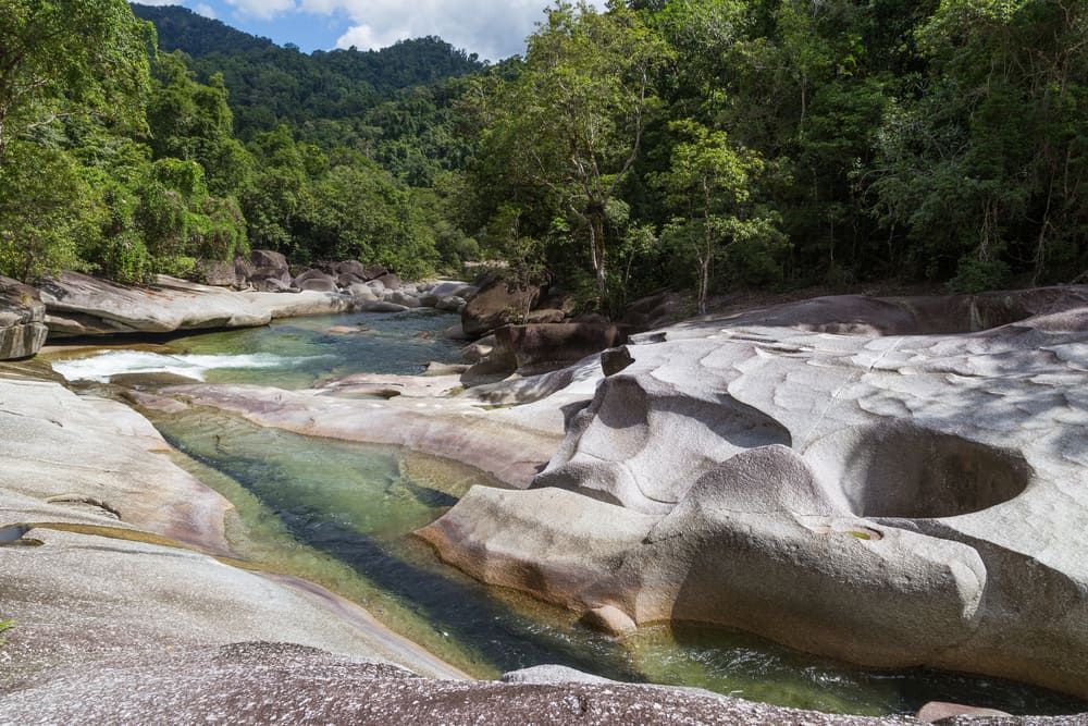 A River Flowing through a Lush Green Forest surrounded by Rocks and Trees — Innisfail Auto Electrics Pty Ltd in Babinda, QLD