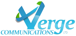 Verge Communications logo with blue and green stylized “V” and italic text
