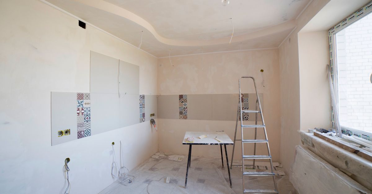 Bright modern kitchen mid-renovation with new cabinets and countertops, Cleveland Ohio