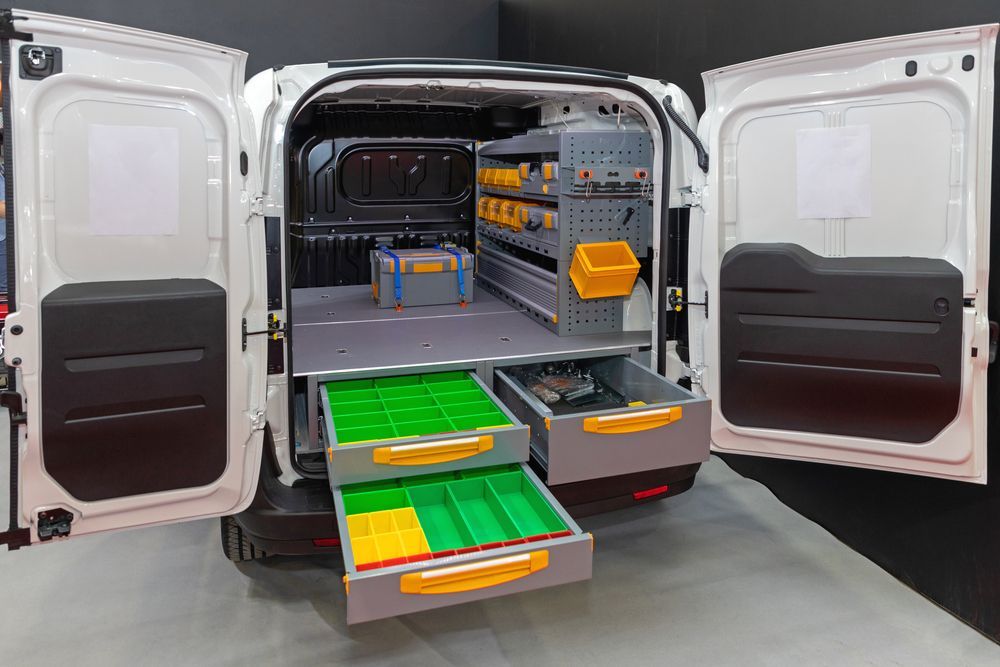Open Van Showing Organized Shelves — Auto Maniac in Mareeba, QLD