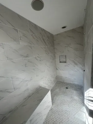 Tile Walk-In Shower, Bathroom Remodel