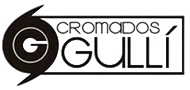 Logotipo de Cromados GULLI en negro y gris con un emblema circular estilizado de la letra G.