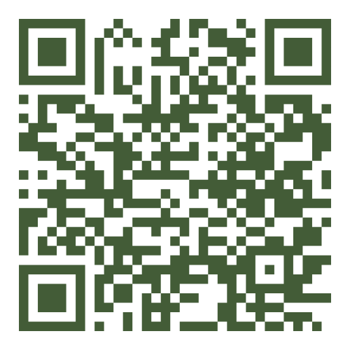 QR code with dark green squares and a complex pattern.