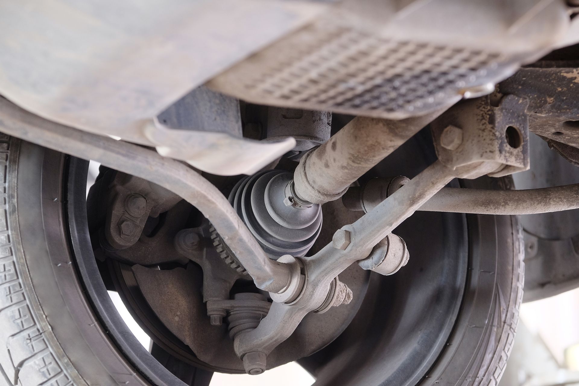 A close up of the underside of a car