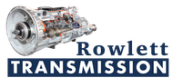 A logo for rowlett transmission with a picture of a gearbox