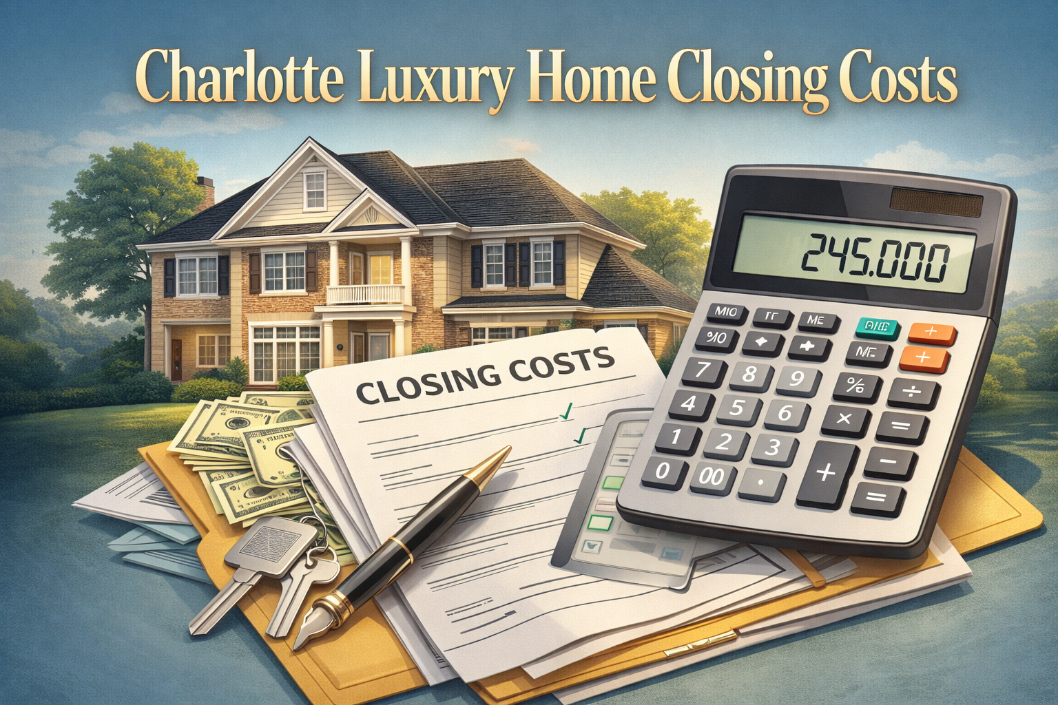 Understand Charlotte luxury home closing costs in 2026. Complete breakdown